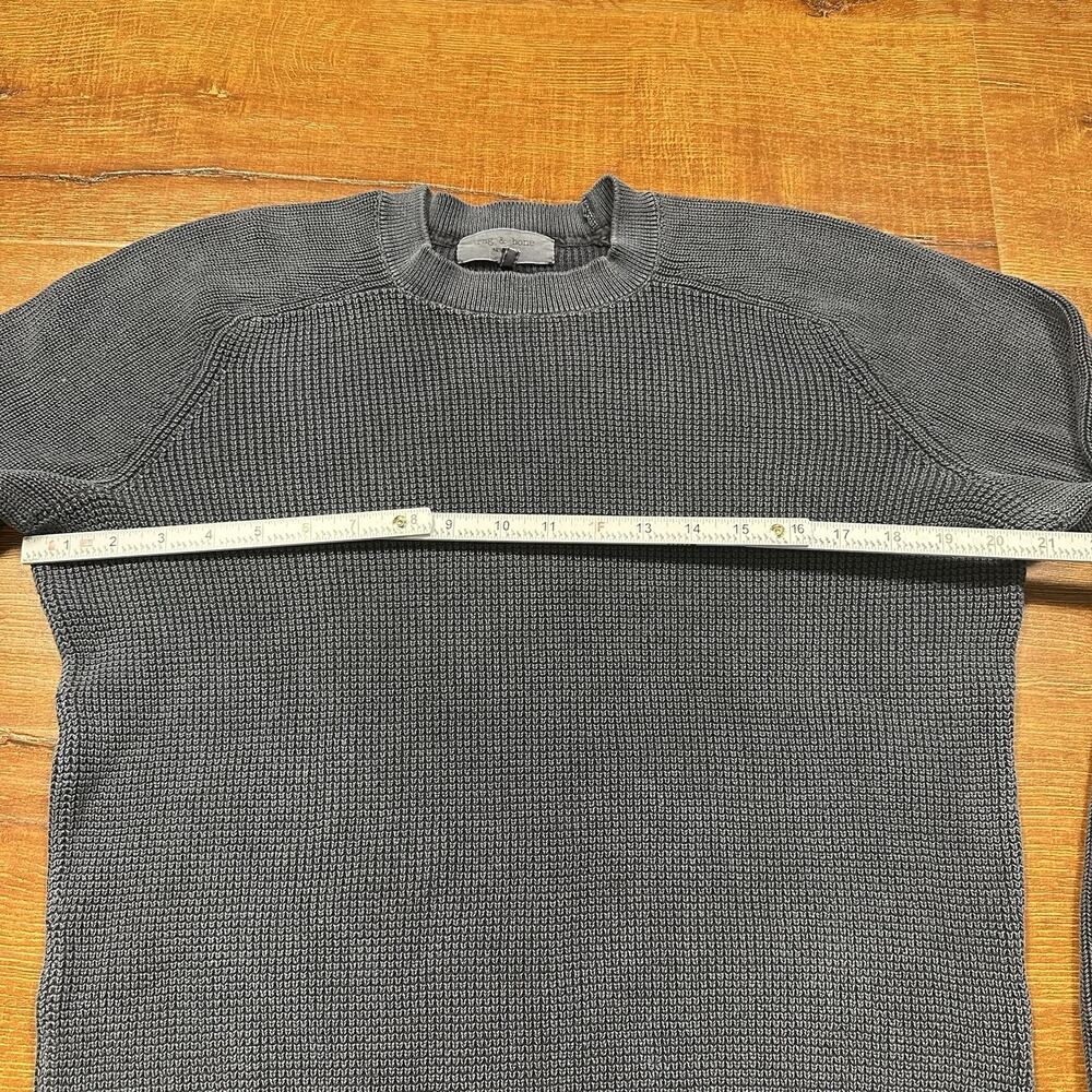 Rag & Bone Sweatshirt Mens M Gray Ribbed Elbow Patches Cotton Retro Alt Designer - Picture 4 of 10